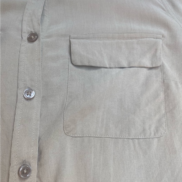 GoSilk 100% Silk LongSleeves Cuffs Button Down Collared Tan Office Dress Shirt - Picture 8 of 16